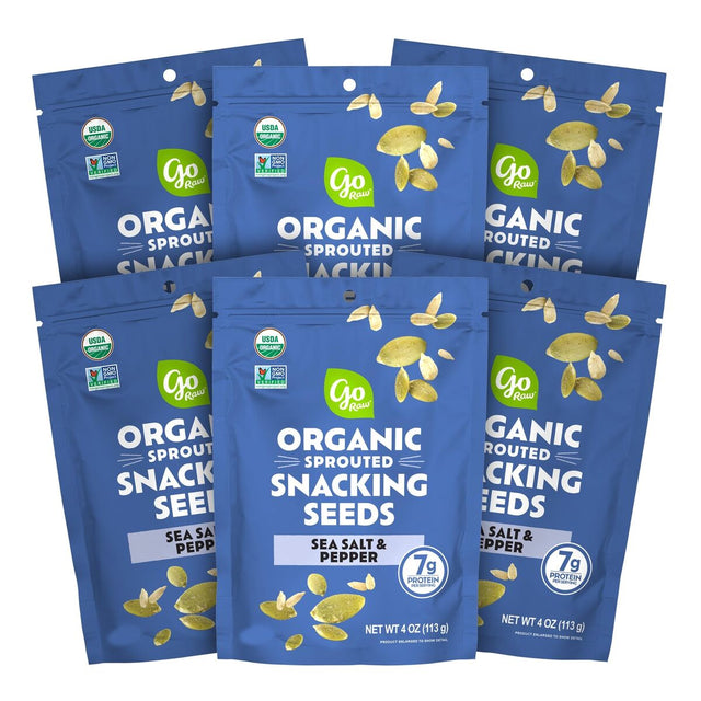 Go Raw - Organic Seeds Snack, Salt & Pepper 4 oz (Pack of 6) - Gluten-Free Seeds