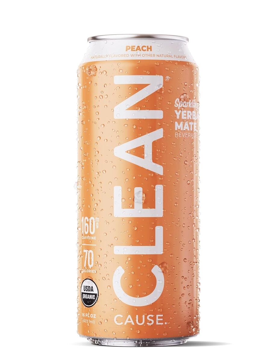 Clean Cause - Organic Yerba Mate, Peach 15.5 fl oz (Pack of 12) - Natural Energy Drink
