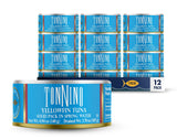 Tonnino Yellowfin Tuna cans and packaging on a white background