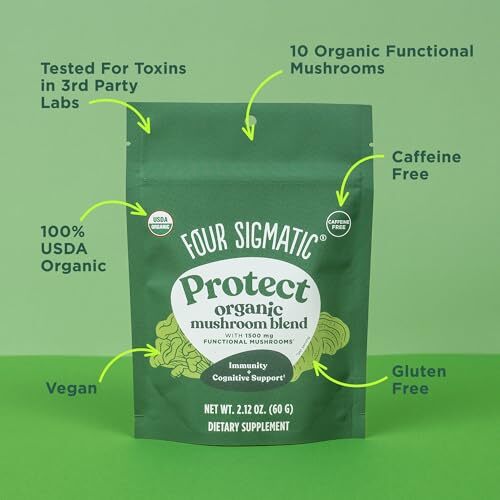 Four Sigmatic Protect Mushroom Blend, Organic Adaptogen & Antioxidant Drink Mix, 2.12 Oz