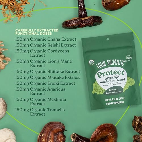 Four Sigmatic Protect Mushroom Blend, Organic Adaptogen & Antioxidant Drink Mix, 2.12 Oz