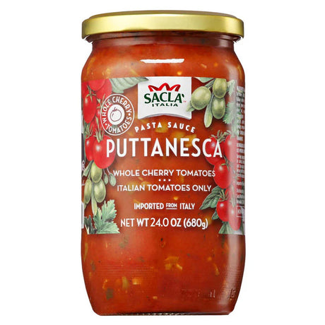 Sacla Puttanesca Pasta Sauce 24oz jar - case of 6 - authentic Italian tomato olive caper sauce