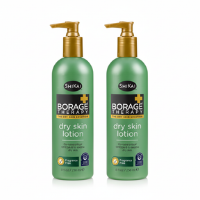 Shikai Borage Therapy Unscented Dry Skin Lotion 8 fl oz Pack of 2 — omega-6 borage seed oil, non-greasy, cruelty-free body lotion for dry and sensitive skin