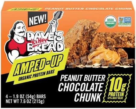 Daves Killer Bread - Organic Peanut Butter Chocolate Chunk Protein Bars, 7.6 oz (Pack of 6) - Whole Grains Energy