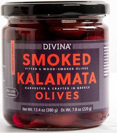 Divina - Smoked Kalamata Olives, 7.8 oz (Pack of 6) - Greek Appetizer Olives