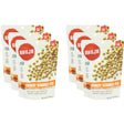 six packages of Bhuja Crunchy Seasoned Peas on a white background
