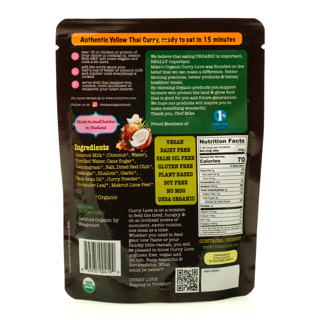 Mike's Organic Curry Love (Pack of 6) - Yellow  Curry paste Organic Thai 4.23oz - Cozy Farm 