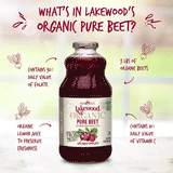 Lakewood Organic Beet Juice, 32 fl oz, Pack of 6, Pure & Nutrient-Rich