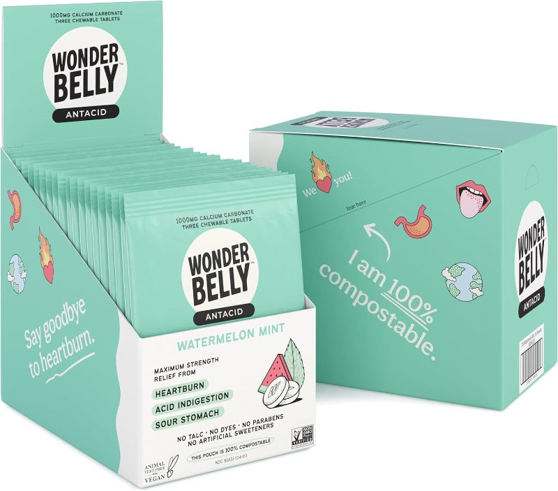 Wonder Belly Antacids Watermelon Mint - 4x 60-Count (Packaging May Vary) - Cozy Farm 