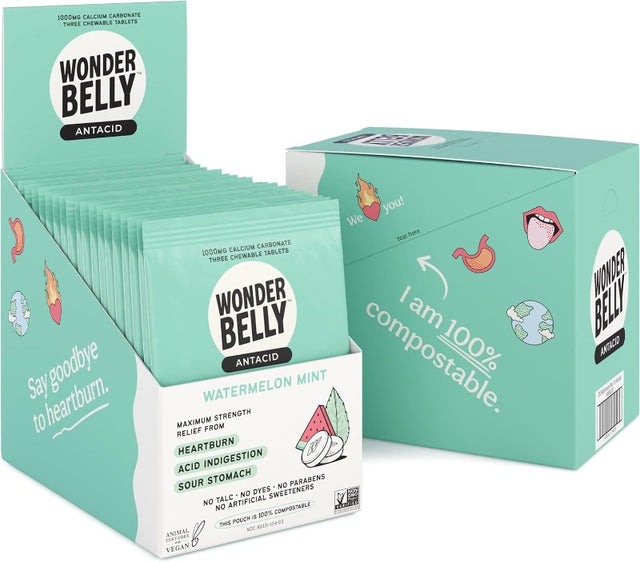 Wonder Belly Antacids Watermelon Mint - 4x 60-Count (Packaging May Vary) - Cozy Farm 