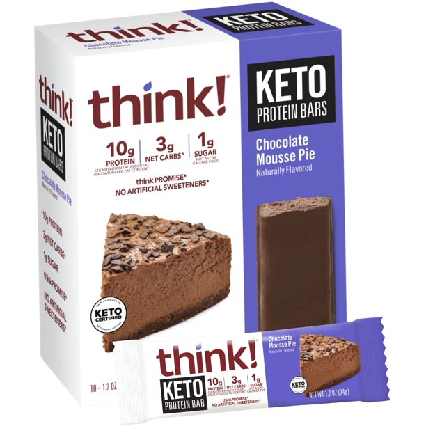 Think! Protein Bar, Chocolate Mousse Pie, 1.2 Oz, Pack of 10 - Cozy Farm 
