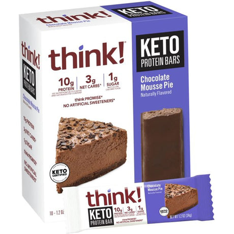 Think! Protein Bar, Chocolate Mousse Pie, 1.2 Oz, Pack of 10 - Cozy Farm 