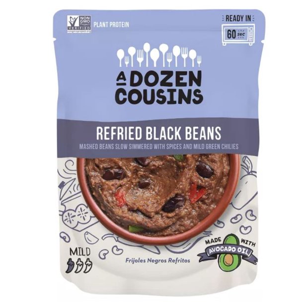 A Dozen Cousins - Black Beans Refried (Pack of 6-10 Oz) - Cozy Farm 