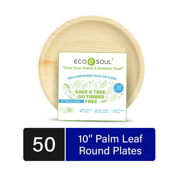 Ecosoul Home Palm Leaf Plates: Eco-Friendly, Compostable, 10 In. (20 Ct) - Cozy Farm 
