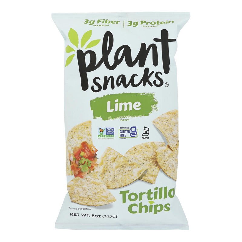 Plant Snacks Tortilla Chips Lime, 8 oz Case of 9 - Cozy Farm 