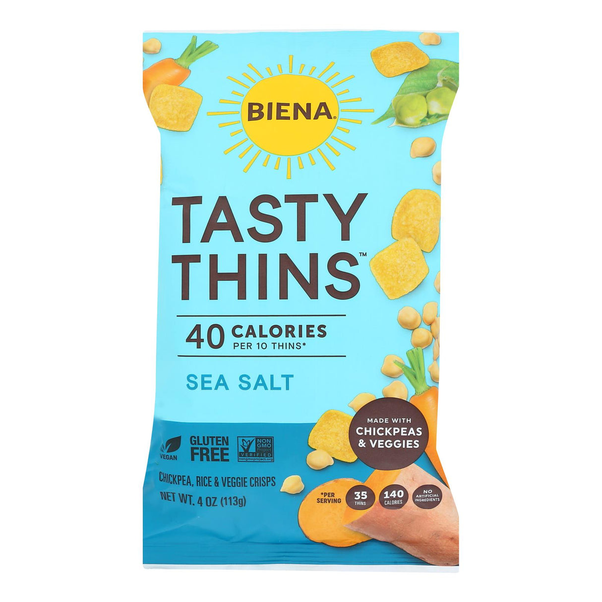 Biena LLC Tasty Thins Sea Salt, 4 Oz Pack of 12 - Cozy Farm 