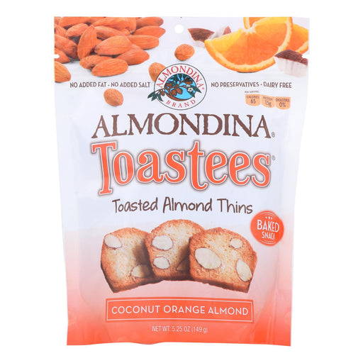 Almondina Toasted Almond Thins, Coconut Orange Almond, 5.25 Oz. - Case of 12 - Cozy Farm 