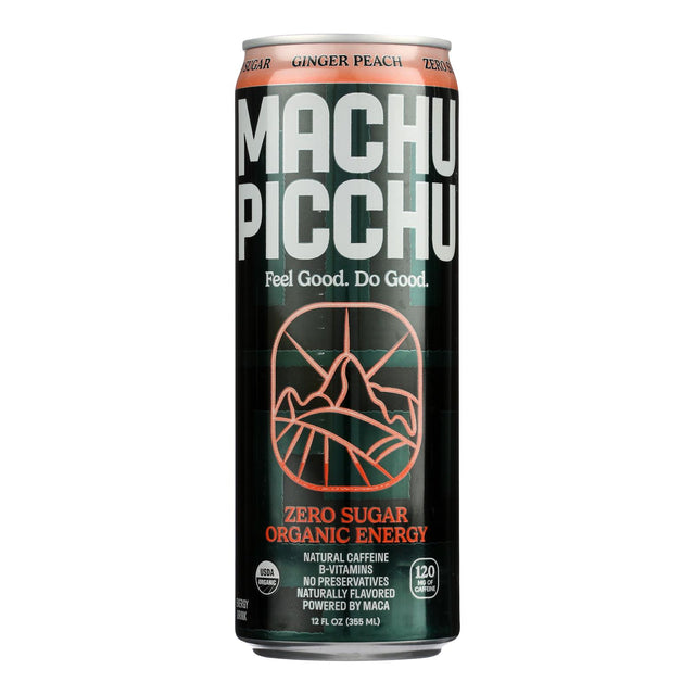 Machu Picchu Ginger Peach Energy Drink, 12-12 Fl Oz (Case of 12) - Cozy Farm 