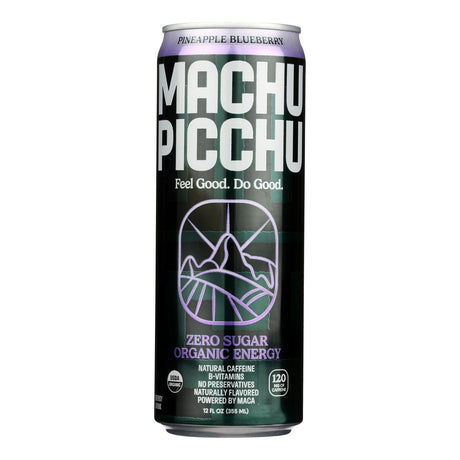 Machu Picchu Energy Drink Pineapple Blue - Case of 12, 12 fl. oz. Cans - Cozy Farm 