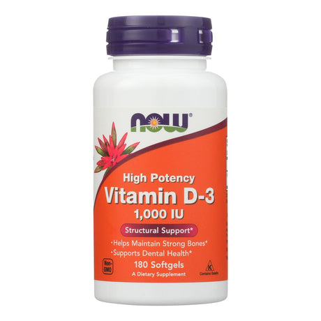 Now Foods Vitamin D-3 1000 IU: Essential Vitamin for Bone and Immune Support - 180 Softgels - Cozy Farm 