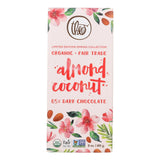 Theo Chocolate Almond Coconut - 65 Percent Dark Chocolate - Case Of 12 - 3 Oz. - Cozy Farm 