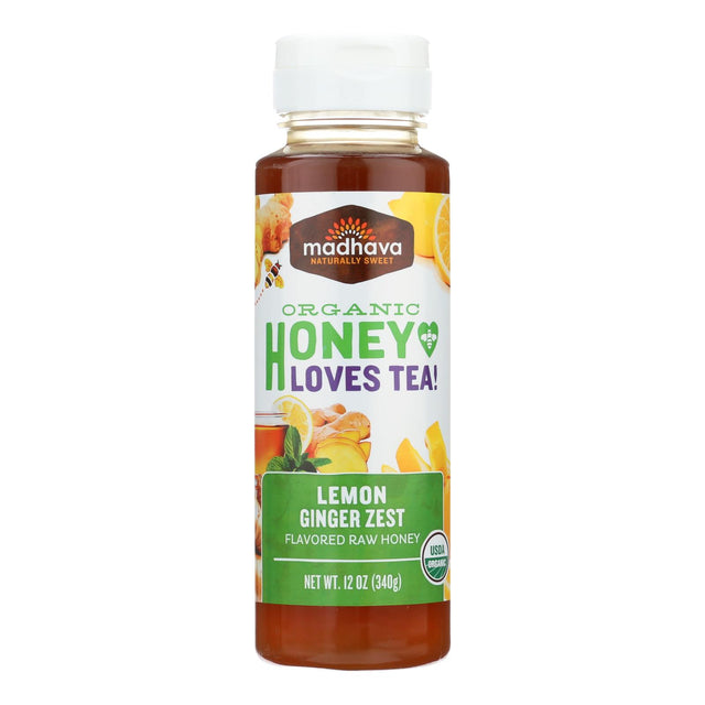 Madhava Honey Honey - Organic - Lemon Ginger  Zest  - Case Of 6 - 12 Oz - Cozy Farm 