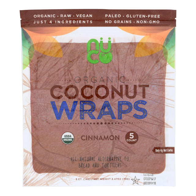 Nuco Organic Cinnamon Coconut Wraps (Case of 12 - 2.47 Oz.) - Cozy Farm 
