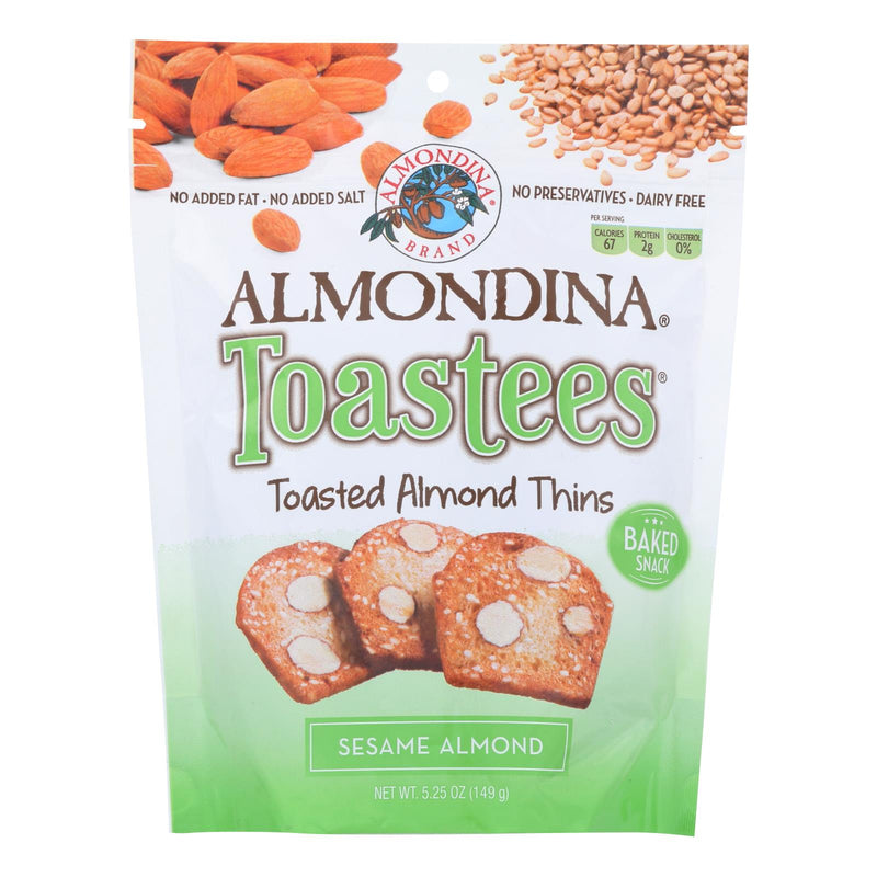 Almondina Toastees Toasted Almond Thins, Sesame, 5.25 Oz - Case of 12 - Cozy Farm 