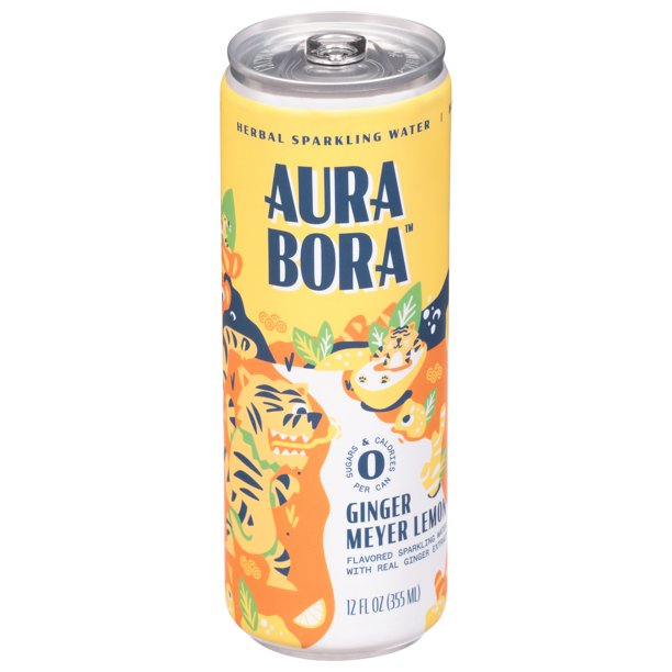 Aura Bora Sparkling Water Ginger Mey Lemon, 12-12 fl. oz. - Case of 12 - Cozy Farm 