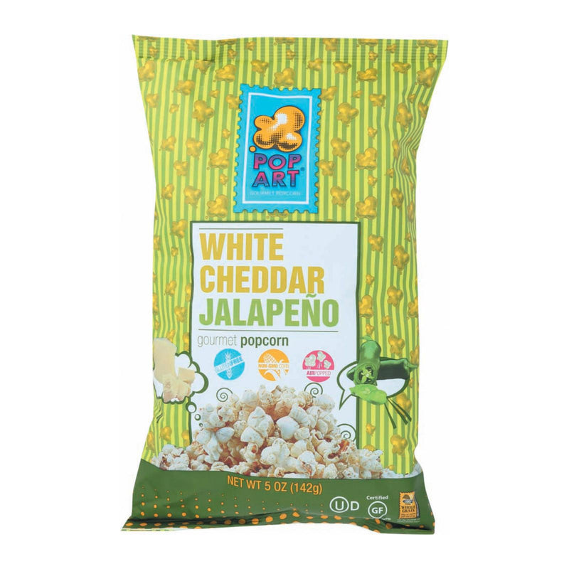 Pop Art Gourmet Popcorn | Bulk Pack of 9 | White Cheddar Jalapeno | 5 Oz. Bags - Cozy Farm 