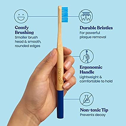 Mama P - Bamboo Toothbrush Adult Blue Soft (Pack of 6) 1 Count - Cozy Farm 