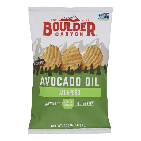 Boulder Canyon Avocado Oil Jalapeno Kettle Chips  (Pack of 12 - 5.25 Oz. Each) - Cozy Farm 