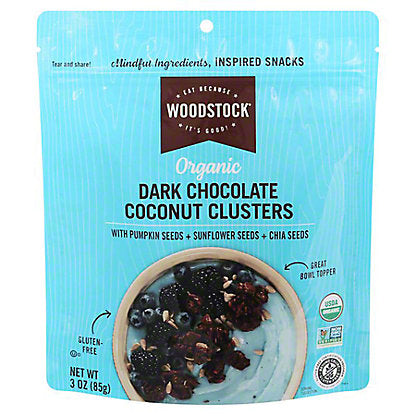 Woodstock Coconut Clusters Dark Chocolate Chia - 3 Oz (Pack of 12) - Cozy Farm 