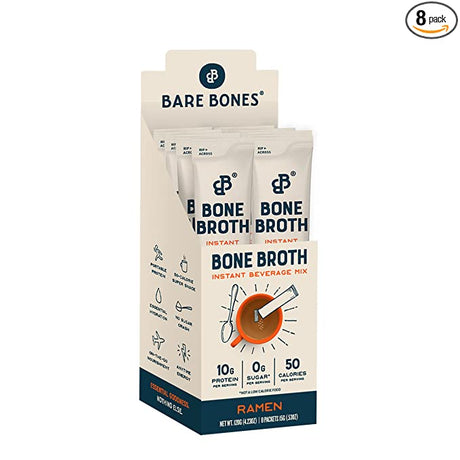 Bare Bones Bone Broth - Instant Ramen Broth - Pack of 8 - 2.21 Oz - Cozy Farm 