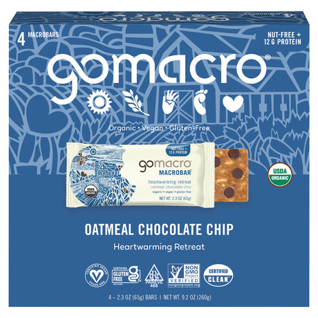 Gomacro Protein Bar, Chocolate Chip Oatmeal, 2.3 Ounce (Pack of 7) - Cozy Farm 
