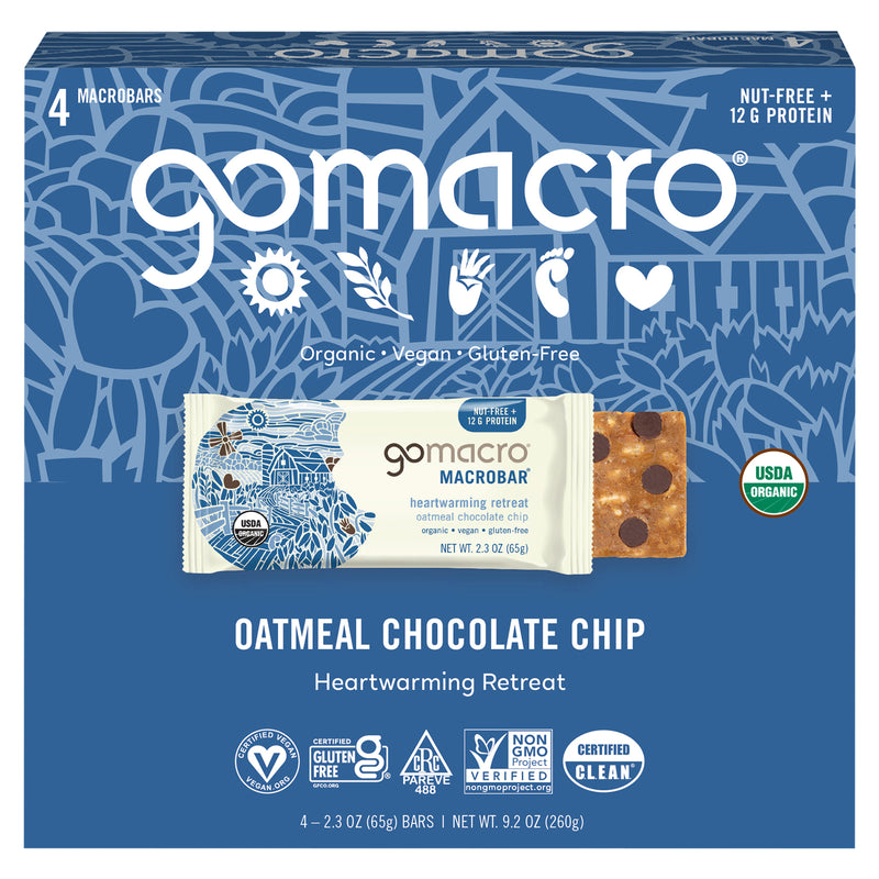 Gomacro Bar Oatmeal Chocolate Chips - Case of 7 - 4/2.3 Oz - Cozy Farm 