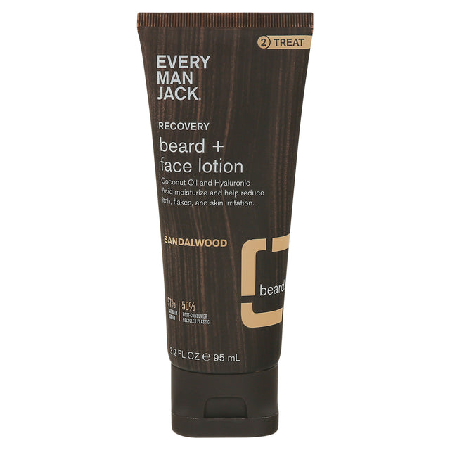 Every Man Jack Face and Beard Lotion, Recovery Blend with Sandalwood, 3.2 Fl. Oz. - Cozy Farm 