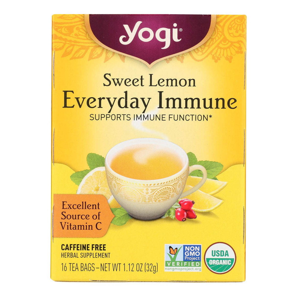 Yogi Tea Lemon Echinacea Immune Support - 6-Pack, 16 Tea Bags - Cozy Farm 