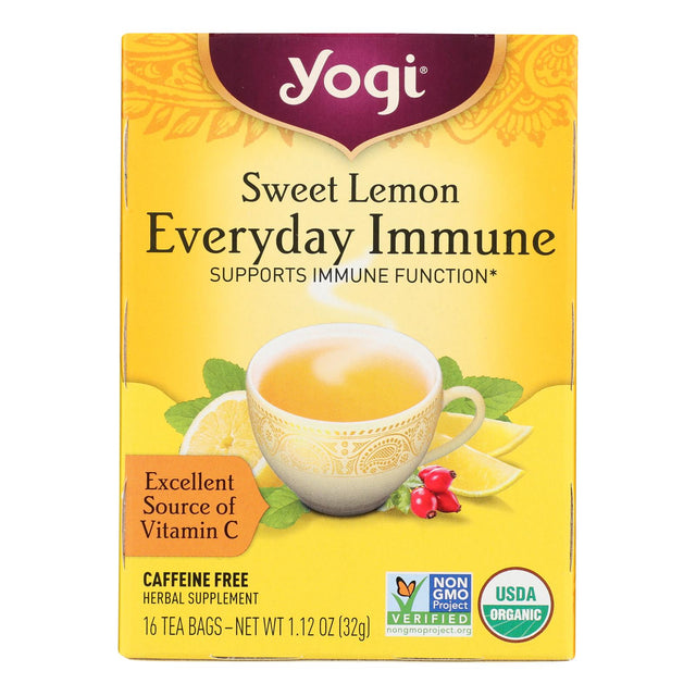 Yogi Tea Lemon Echinacea Immune Support - 6-Pack, 16 Tea Bags - Cozy Farm 