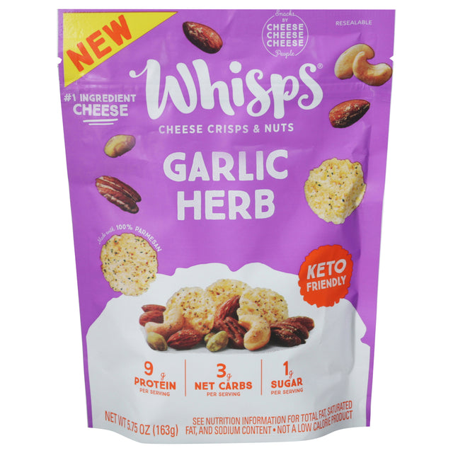 Whisps Crisps Cheese Nuts Garlic Herb - Case of 6 (5.75 Oz Each) - Cozy Farm 