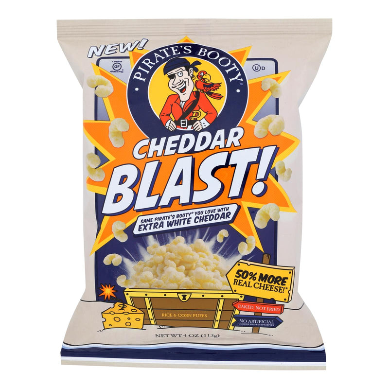 Pirate's Booty Cheddar Blast Cheddar Cheese Puffs, 4 Oz, Case of 12 - Cozy Farm 