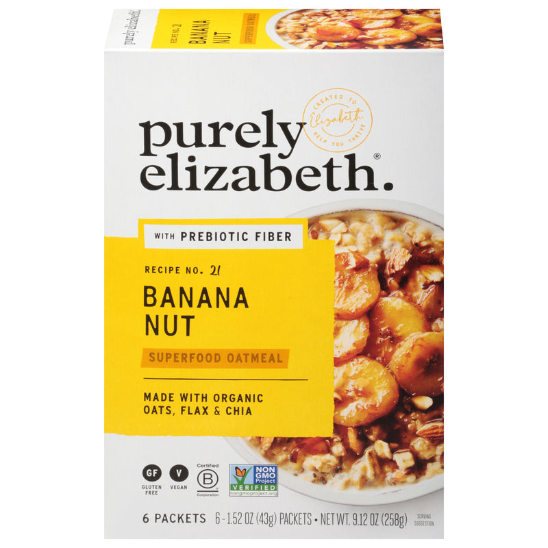 Purely Elizabeth - Sugar Free Oatmeal Banana Nut - Case Of 6-9.12 Oz - Cozy Farm 