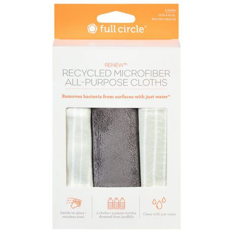 Full Circle Home Cloths Striped 3-Count Microfiber Cloths - Case of 6 - Cozy Farm 