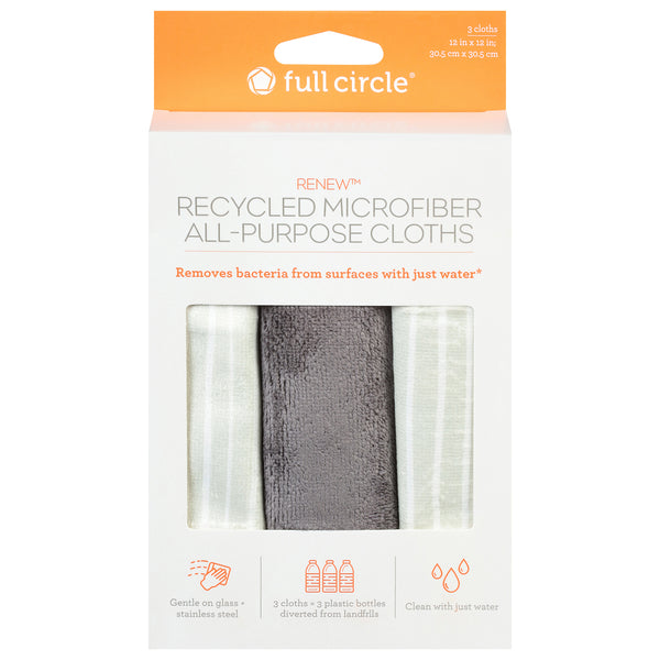 Full Circle Home Cloths Striped 3-Count Microfiber Cloths - Case of 6 - Cozy Farm 