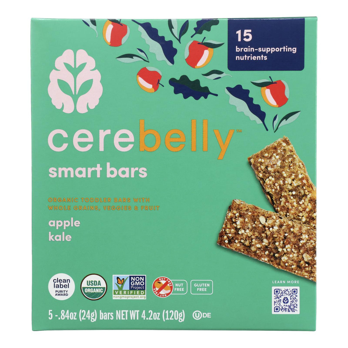 Cerebelly Smart Bar With Apples & Kale | 4.2 Oz | Case of 6 - Cozy Farm 