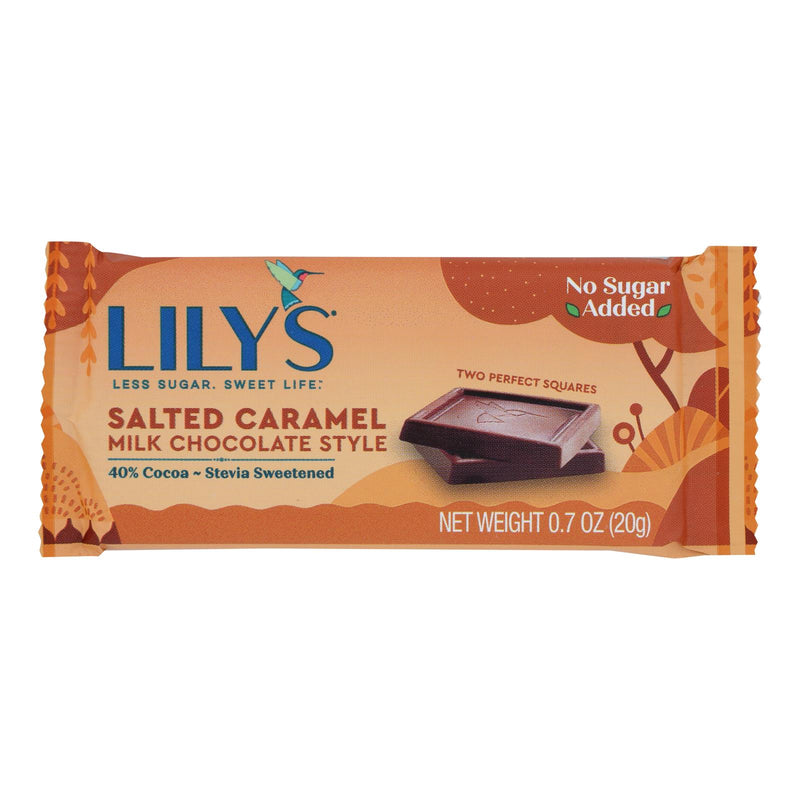 Lilys Mini Milk Chocolate Bars with Salt Caramel, Case of 18 - 0.7 oz Each - Cozy Farm 