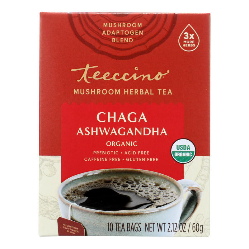 Teeccino Mush Tea Chaga Ashwagan - Case of 6 x 10 Bags - Cozy Farm 