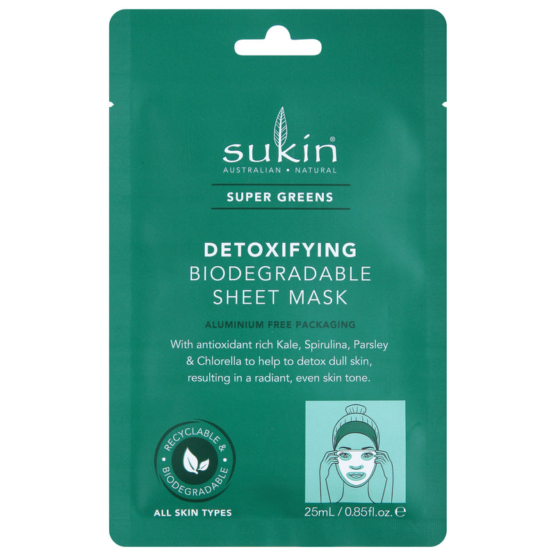 Sukin Super Green Detox Sheet Mask - Revitalizing Hydration, 8.85oz (Pack of 8) - Cozy Farm 