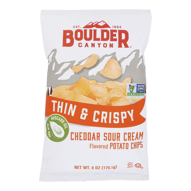Boulder Canyon Chip Cheddar Sour Cream & Avocado Oil, 6 Oz - Pack of 12 - Cozy Farm 