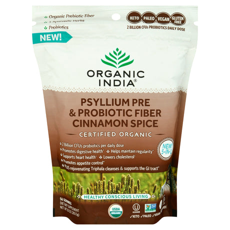 Organic India Psylm Pre/Probiotic Cinnamon - 10 Oz. (Case of 4) - Cozy Farm 